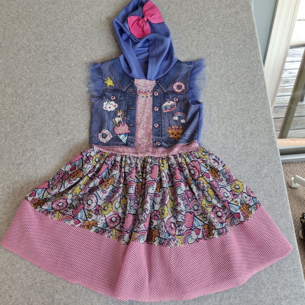 Girls JoJo Siwa Cosplay Hooded Dress  Size 10-12.